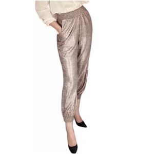 Anthropologie Gold Metallic Joggers, Size 1X